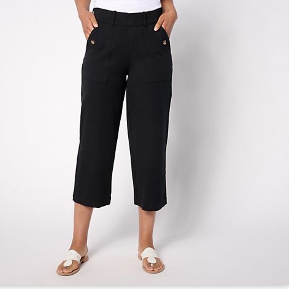 Anybody black All-Stretch Twill Wide Leg Cropped Pants size 1X TALL